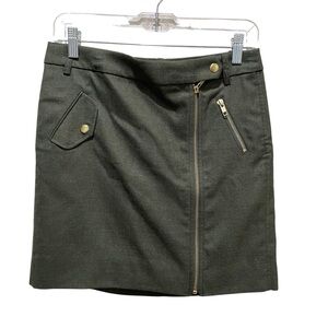 J.Crew Olive Green Wool Blend Mini Moto Military Skirt Women’s Size 0